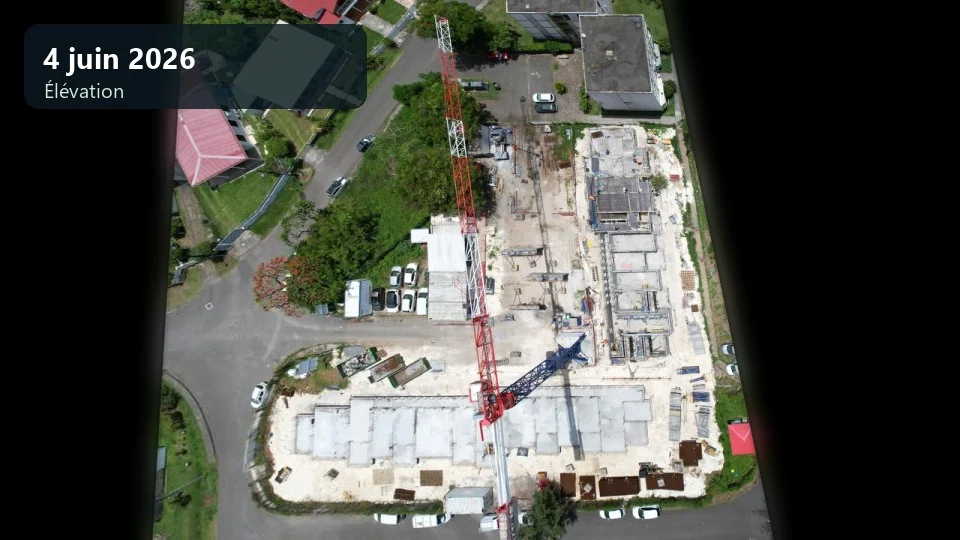 Vue aérienne de l’élévation des bâtiments de Tavernier en juin 2026
