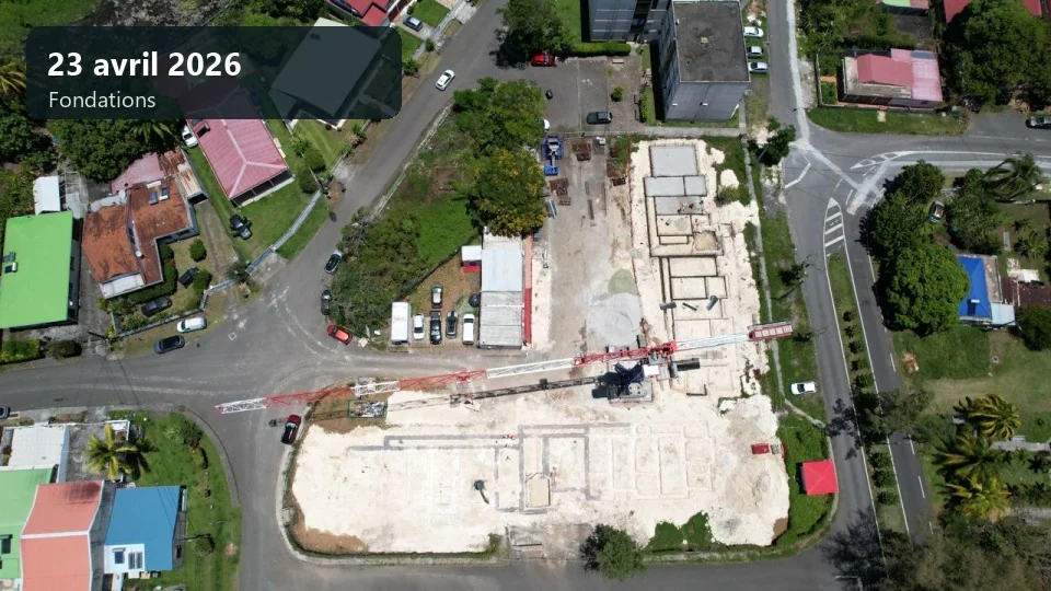 Vue aérienne des fondations du programme de logements de Tavernier